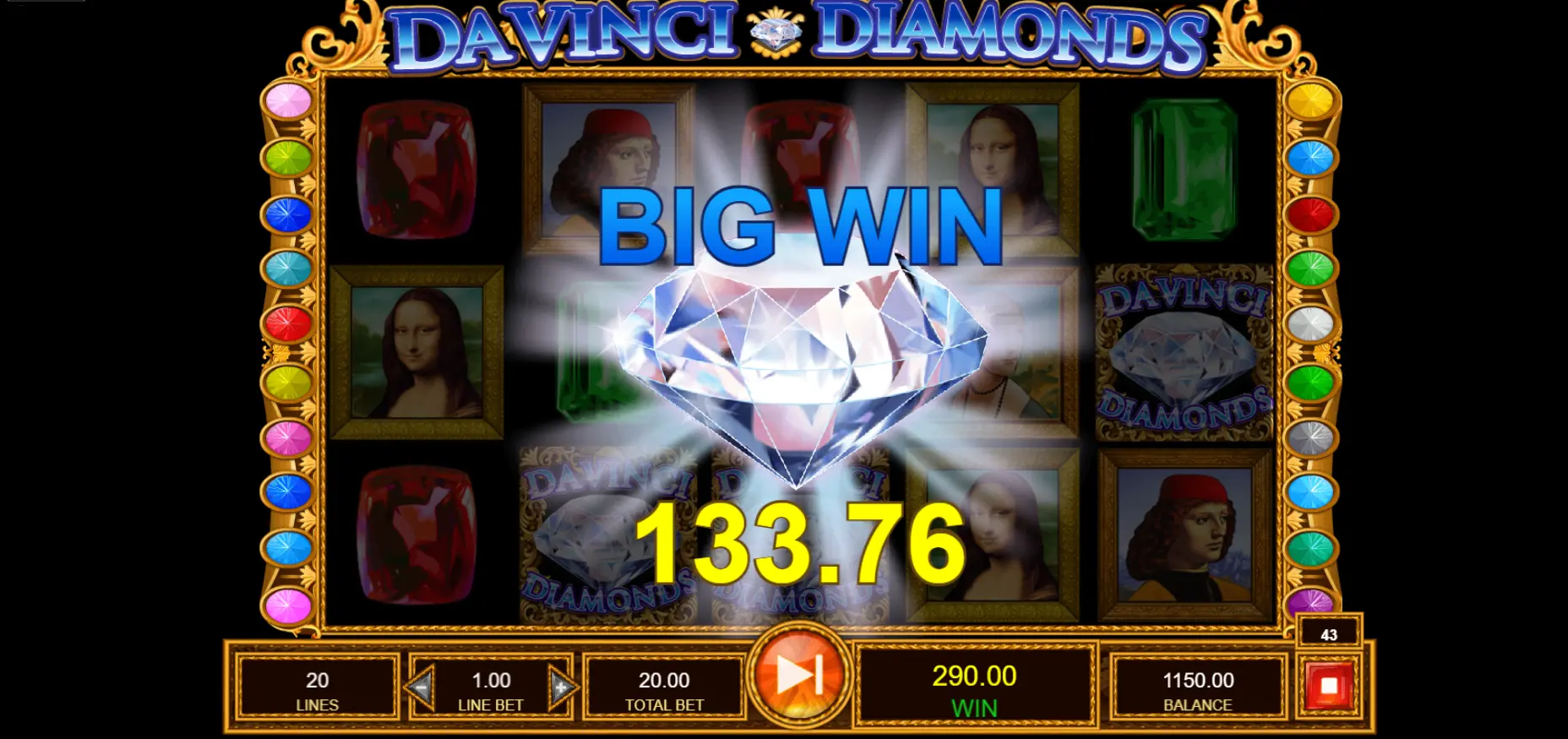 Bonuses in Da Vinci Diamonds Da Vinci Diamonds bonus