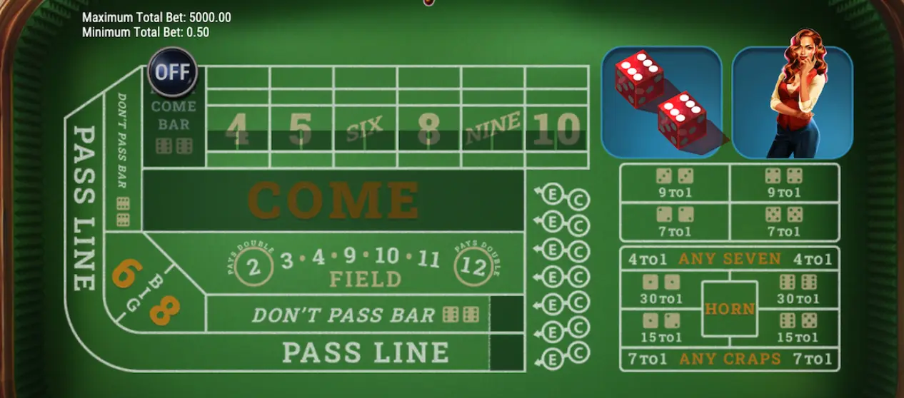 Craps game in online casinos Craps game online